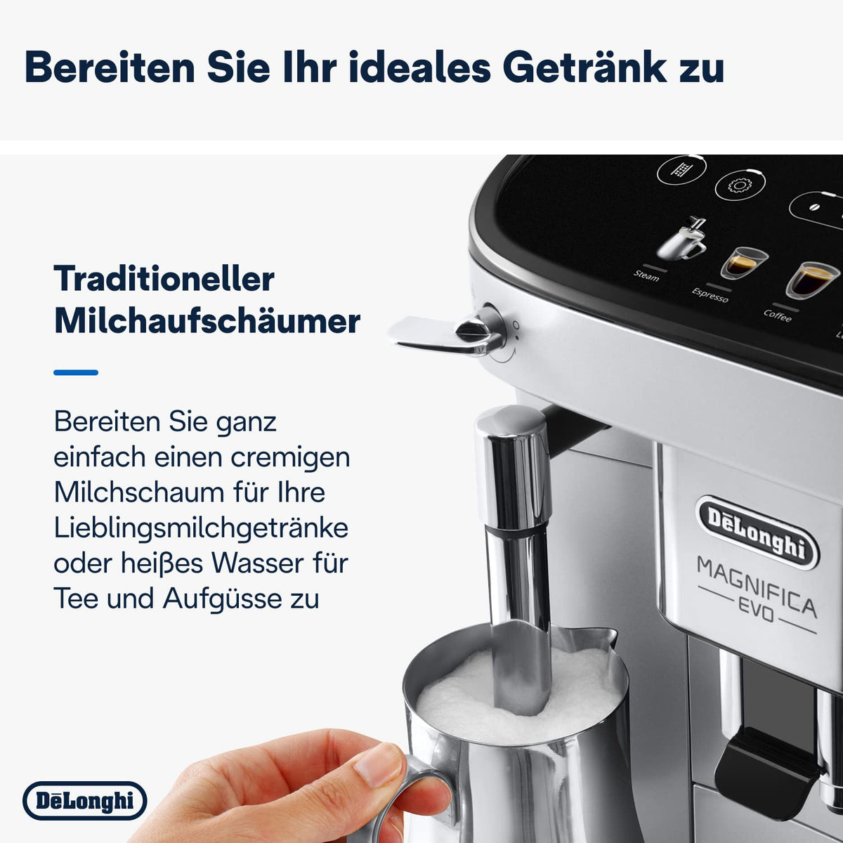 De'Longhi Magnifica Evo - Kaffeevollautomat 5 Getränke Silber