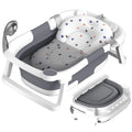Rabb 1st Baby Badewanne Faltbare, Baby Bathtub Babywanne Faltbar Babybadewanne Tragbare Wanne für Neugeborene Kleinkinder mit Rutschfester Matte und Abflussloch (Kein Thermometer) (Grau)