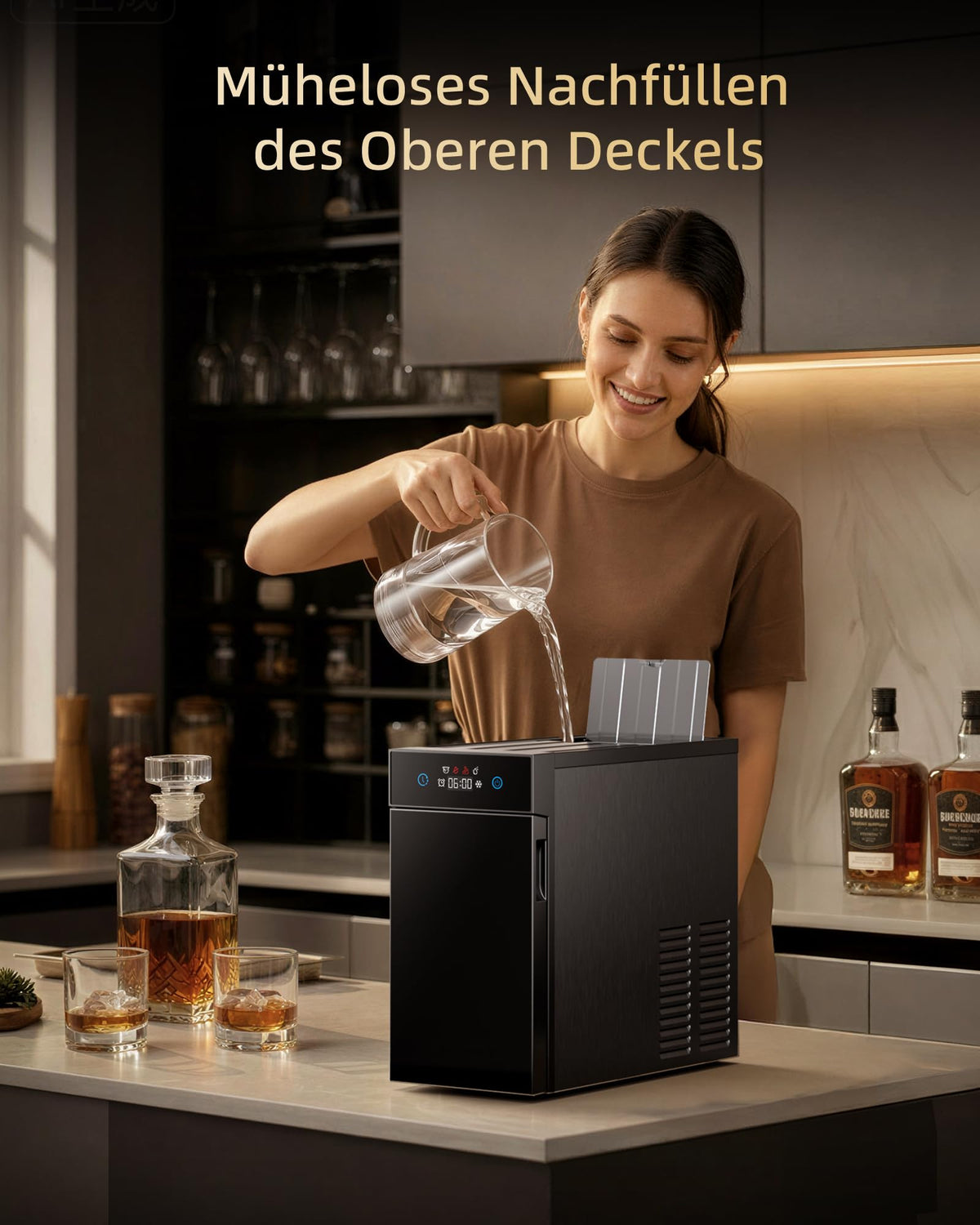 ecozy 60mm Klare Eiswürfelmaschine Eiskugeln, 8h Startzeitvorwahl, Kompakt