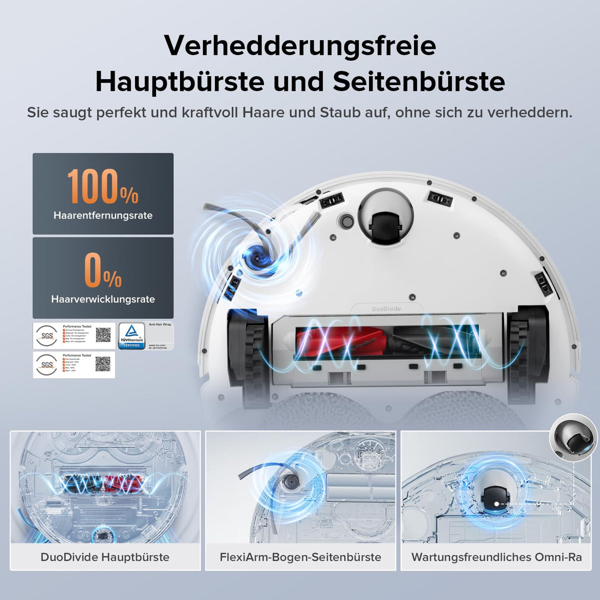 roborock Qrevo Edge S5A Saugroboter mit Wischfunktion,Dual Anti-Tangle-System,18.500Pa,FlexiArm Design Kantenreinigung, Hebarem Wischmopp,75℃ Heißwasser-Moppwäsche (Weiß)