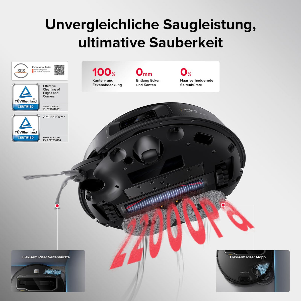 roborock Saros Z70 Saugroboter mit Wischfunktion, OmniGrip Arm, KI-gestützt
