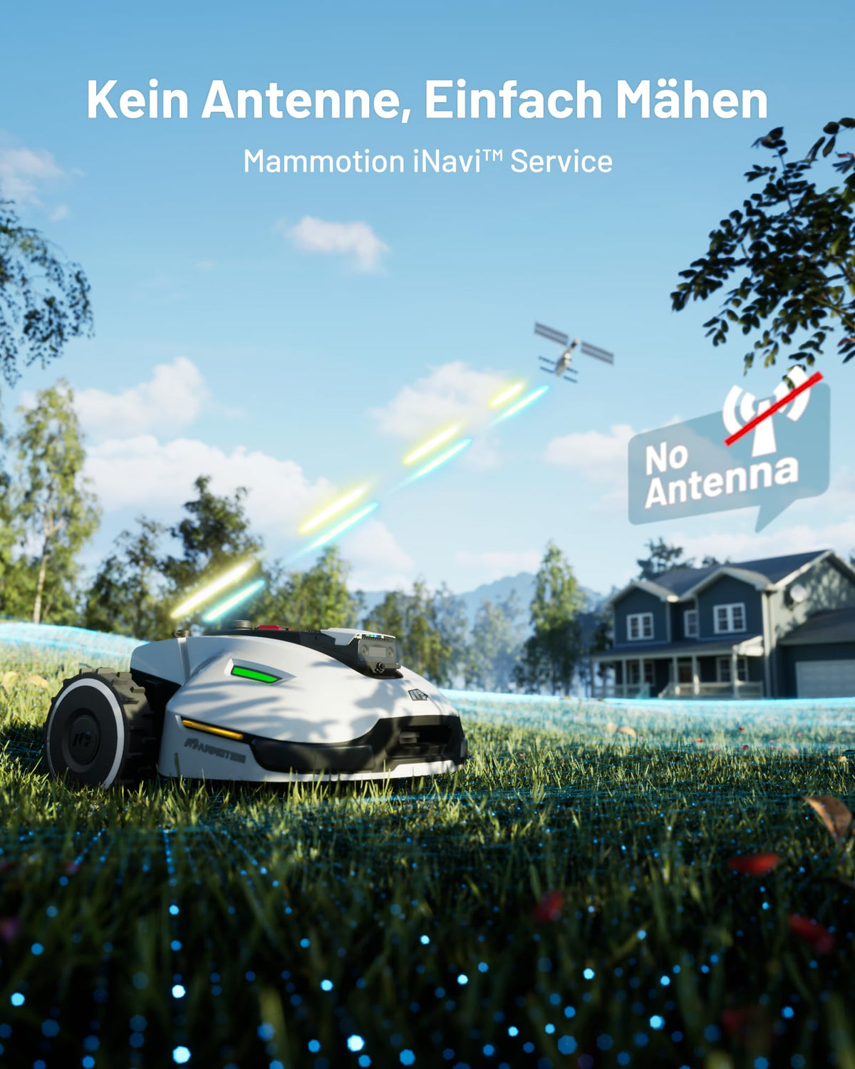 MAMMOTION YUKA 2000 Mähroboter ohne Begrenzungskabel, Max. 2400m², NetRTK+Vision, Keine RTK-Antenne, Auto-Kartierung,2000m², Intelligenter Rasenmäher Roboter mit 4G-Modul, 50% Steigung(YUKA 2000)