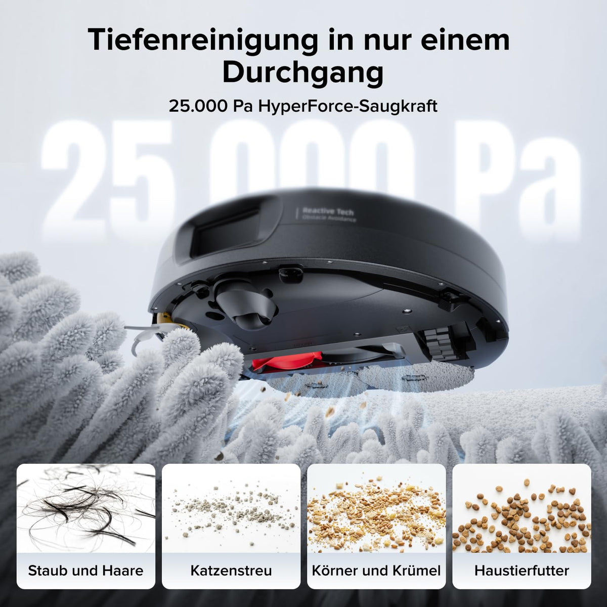 roborock Qrevo 2 Pro Saugroboter mit Wischfunktion, 25.000 Pa Saugkraft
