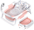 Rabb 1st Baby Badewanne Faltbare, Baby Bathtub Babywanne Faltbar Babybadewanne Tragbare Wanne für Neugeborene Kleinkinder mit Rutschfester Matte und Abflussloch (Kein Thermometer) (Rosa)