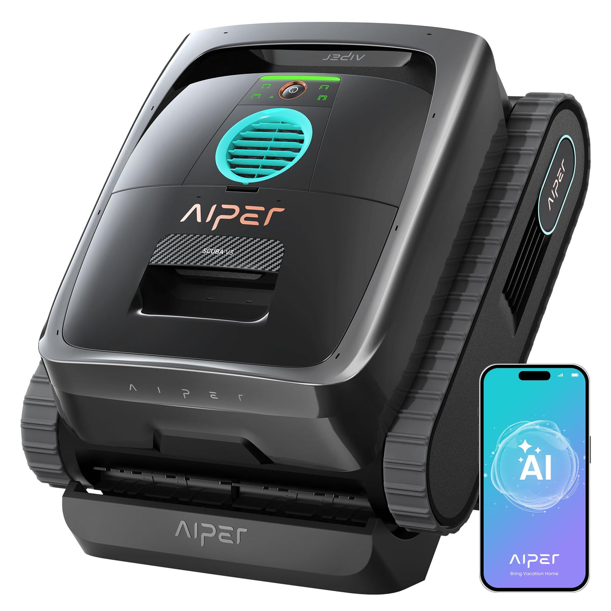 (2026 Neu) Aiper Scuba V3 Poolroboter Akku für Wand und Boden mit KI-Vision, Leichter Poolsauger, Leistungsstarke Saugleistung, 3 μm Filter, Wasserlinienreinigung, für Pools bis zu 200 m²