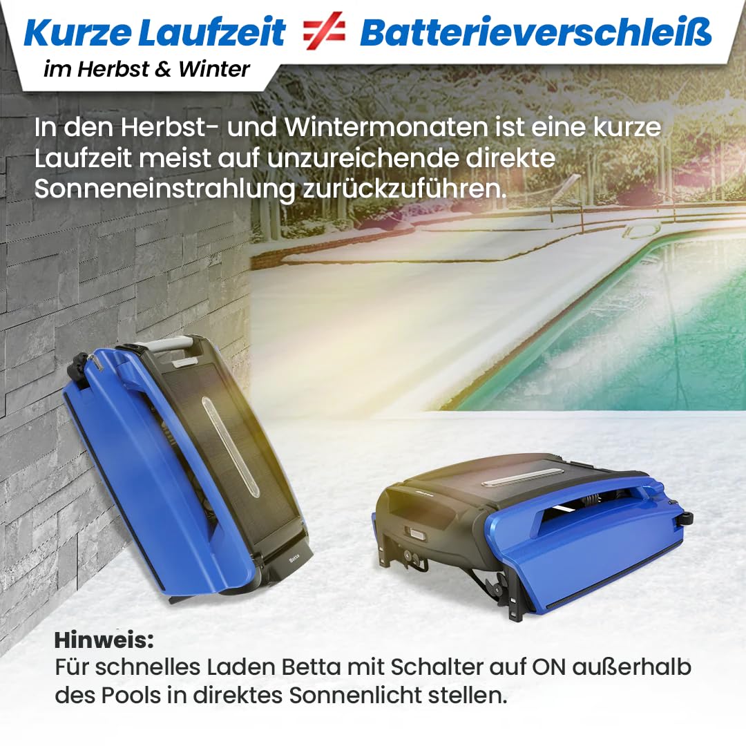 Betta SE Solar Pool Skimmer Roboter, Poolroboter Oberflächenreiniger – 30h Akku, Salzwasserbeständig, Smarte Hindernisvermeidung, 24/7 Automatische Reinigung (blau)