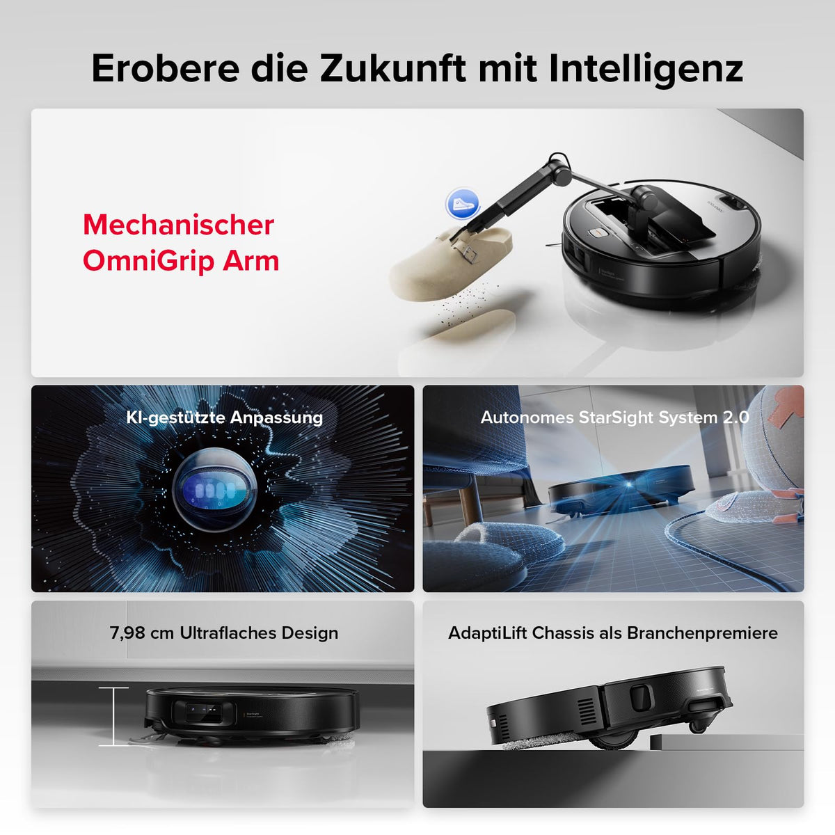 roborock Saros Z70 Saugroboter mit Wischfunktion, OmniGrip Arm, KI-gestützt