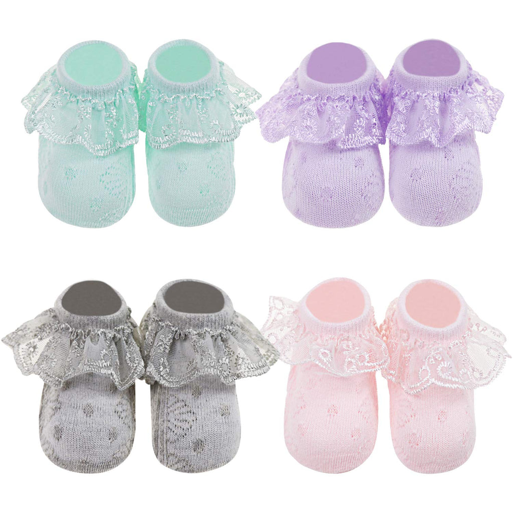 DRESHOW Säugling Spitze Schleife Socken Baby Rüschen Spitze Socken Neugeborene Kleinkinder Mädchen Socken Knöchel Kleid Socke