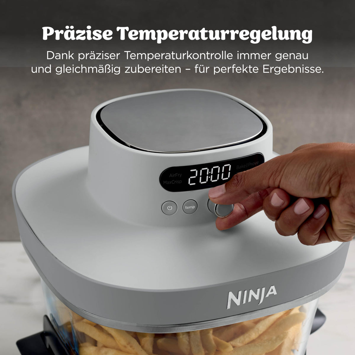 Ninja CRISPi PRO XL Glas-Heißluftfritteuse (Air-Fryer), Weiß AS090EUWH