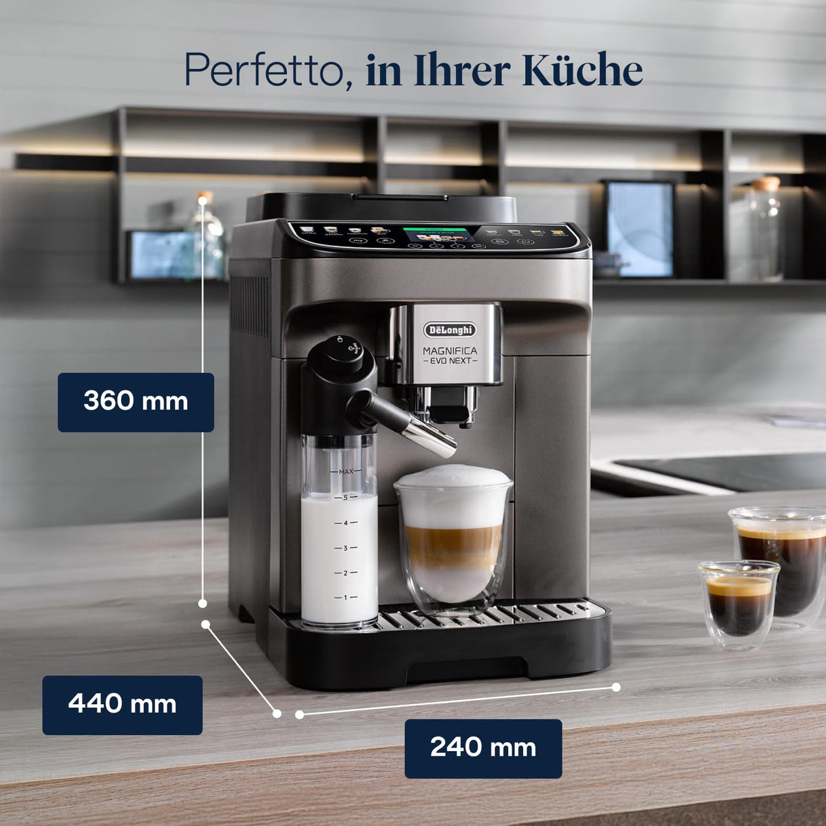 De'Longhi Magnifica Evo Next - Kaffeevollautomat 13 Getränke Titan