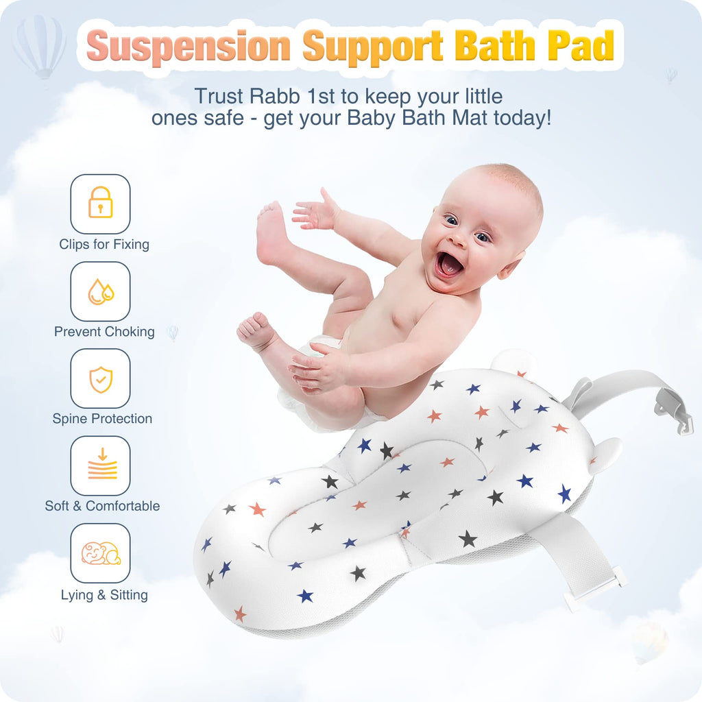 Rabb 1st Baby Badewanne Faltbare, Baby Bathtub Babywanne Faltbar Babybadewanne Tragbare Wanne für Neugeborene Kleinkinder mit Rutschfester Matte und Abflussloch (Kein Thermometer) (Blau)