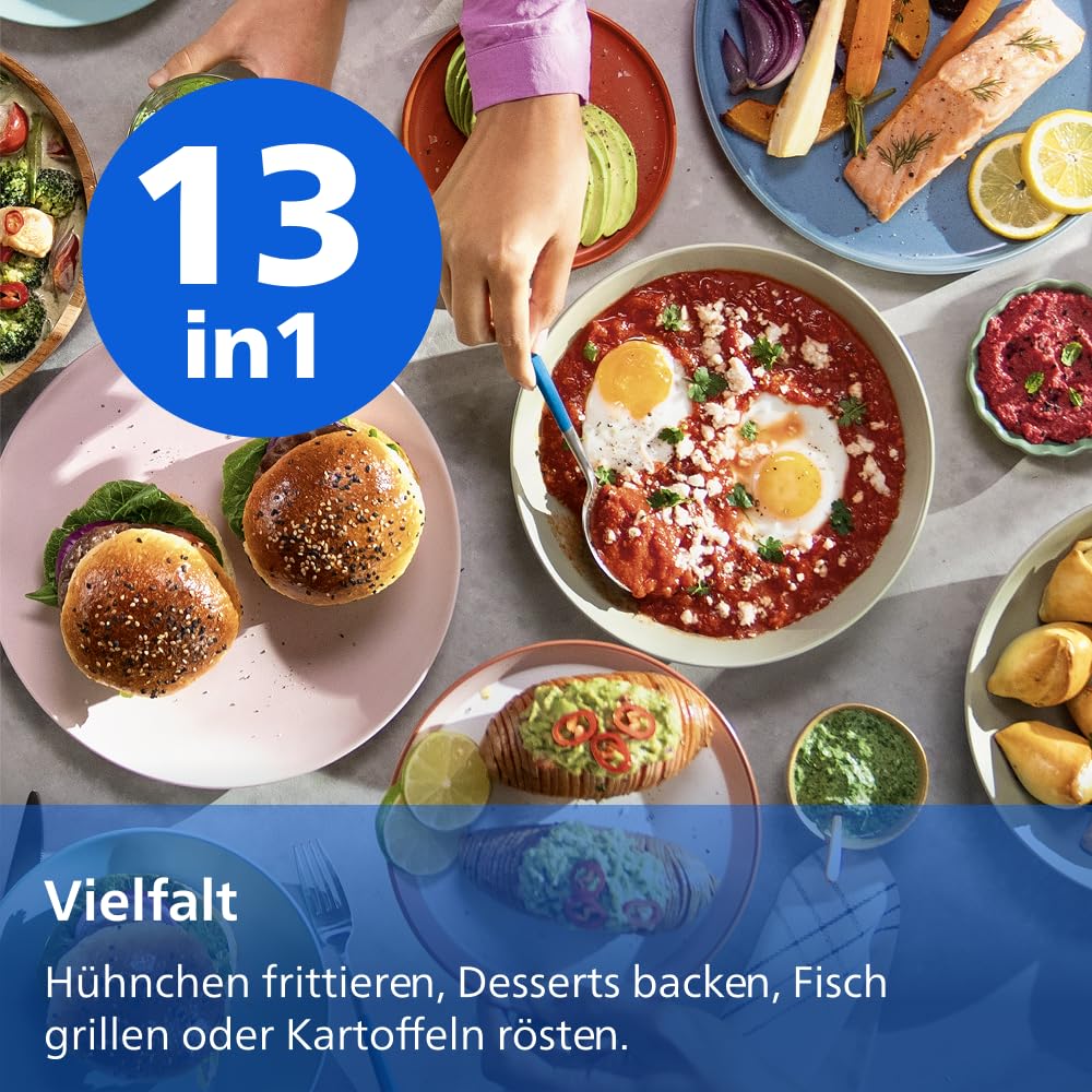Philips Stacked Airfryer 4000 Serie Heißluftfritteuse, Schwarz/Grau, 10 L