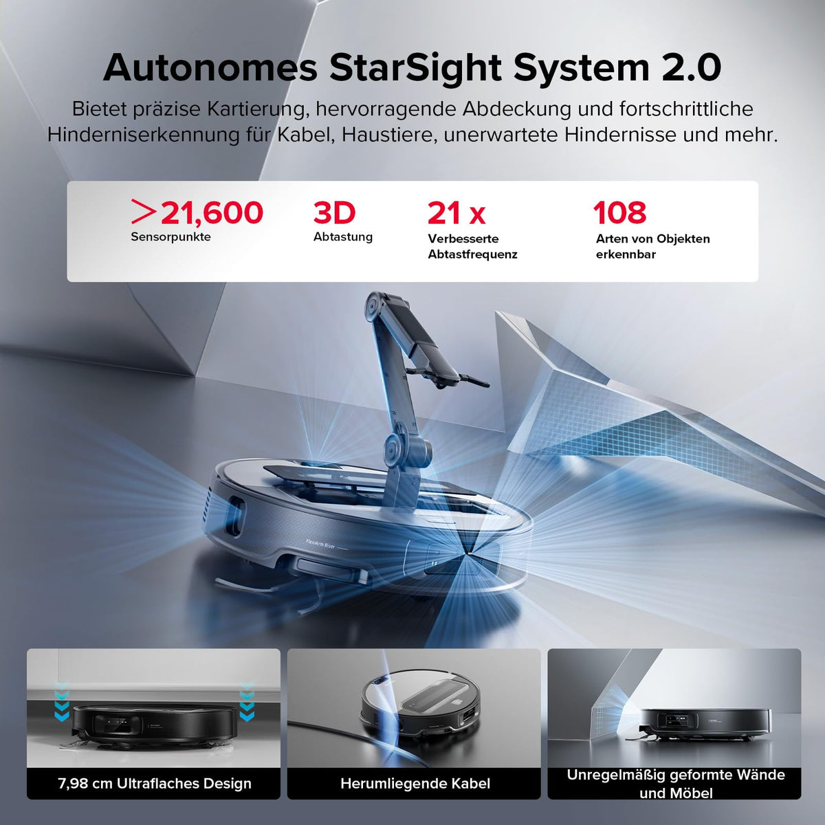 roborock Saros Z70 Saugroboter mit Wischfunktion, OmniGrip Arm, KI-gestützt