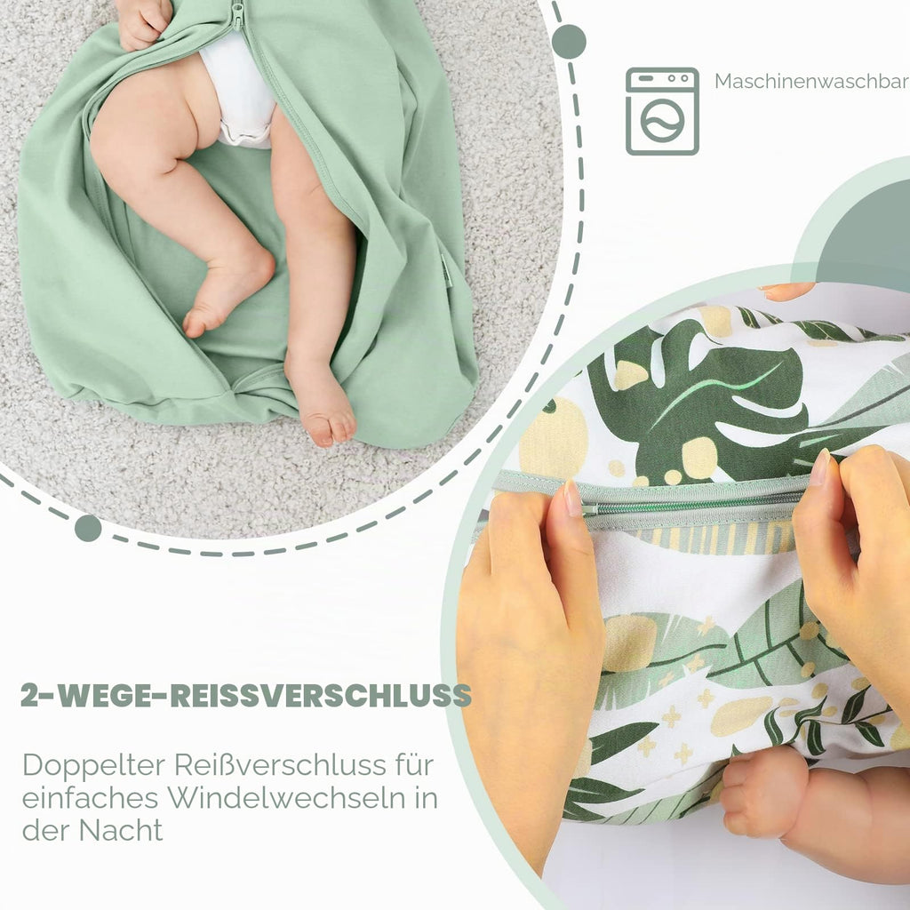 Yoofoss Schlafsack Baby Sommer 0.5 Tog - 2er Pack 67cm/0-6 Monate 100% Baumwolle Sommerschlafsack Babyschlafsack für Jungen Mädchen Neugeborene