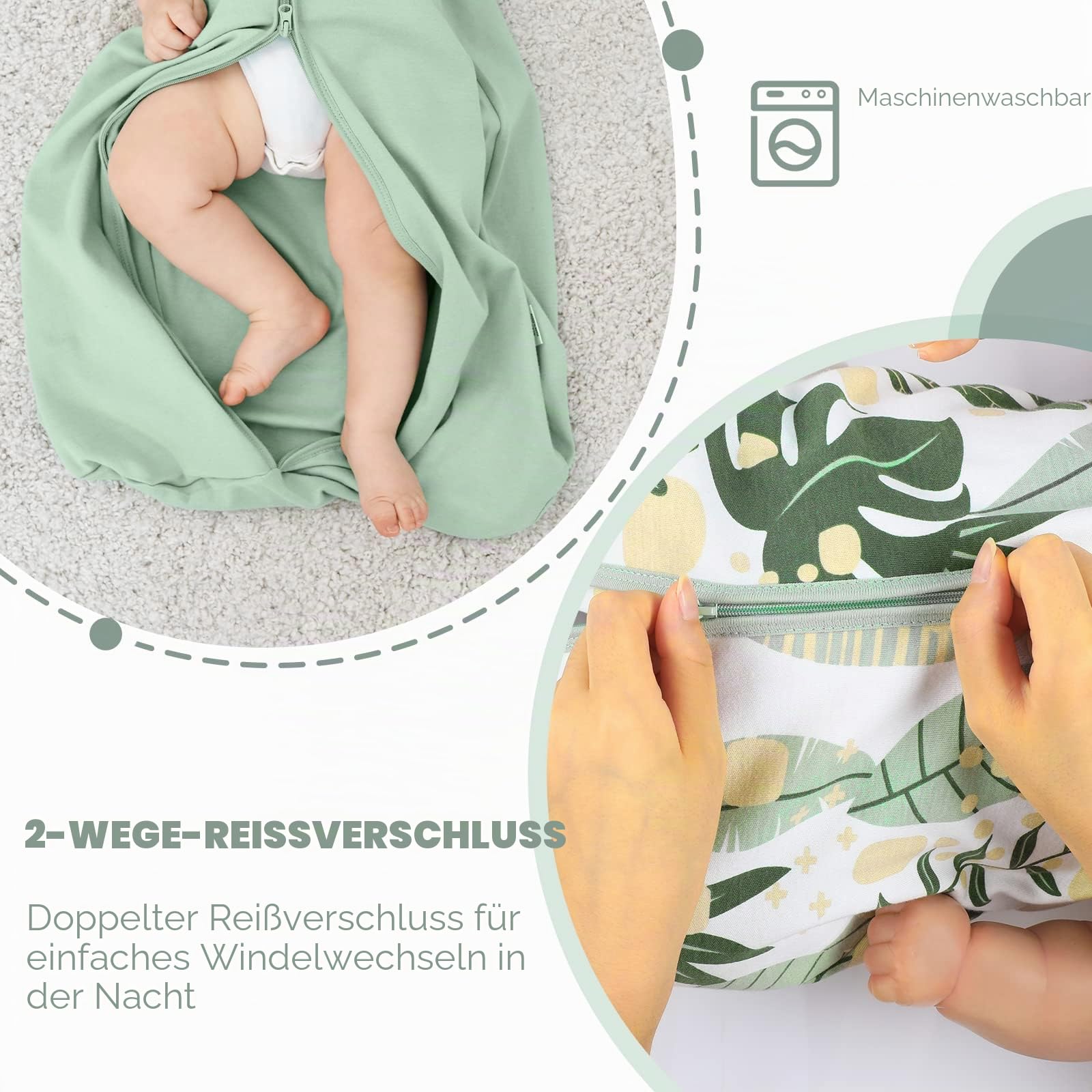 Yoofoss Schlafsack Baby Sommer 0.5 Tog - 2er Pack 67cm/0-6 Monate 100% Baumwolle Sommerschlafsack Babyschlafsack für Jungen Mädchen Neugeborene