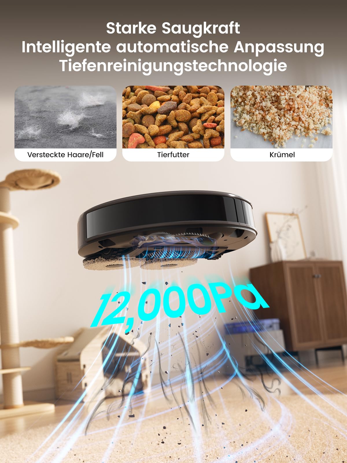 Lefant M3 Saugroboter mit Wischfunktion 45°C Heißwasser-Moppwäsche 12000Pa