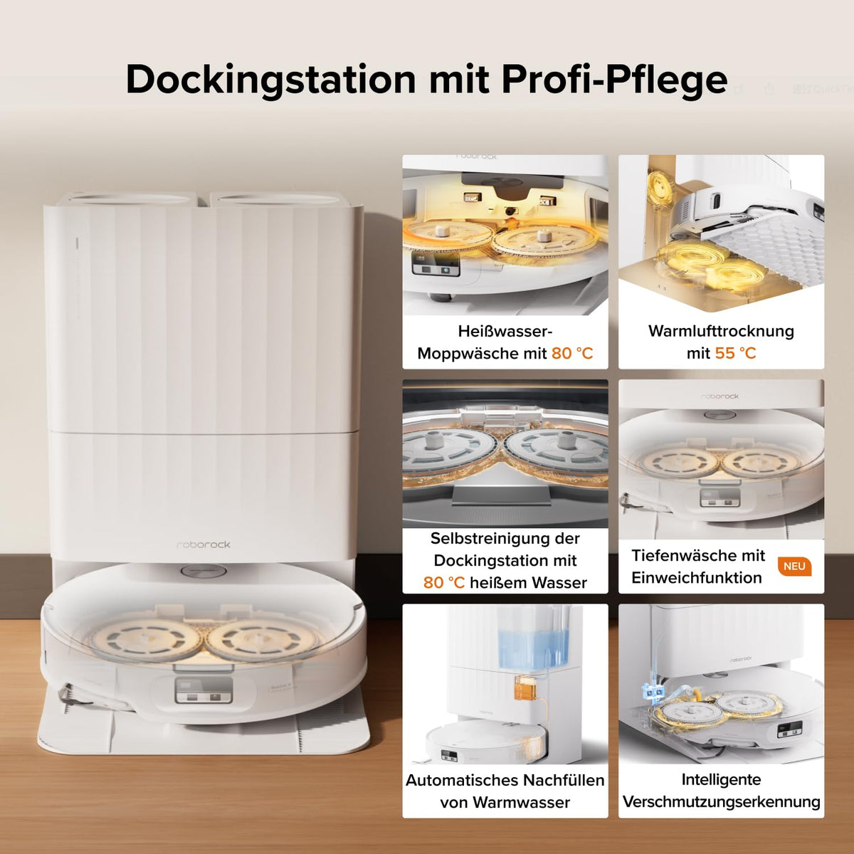 roborock Qrevo Edge 2 Set Saugroboter mit Wischfunktion&Hebarem Wischmopp