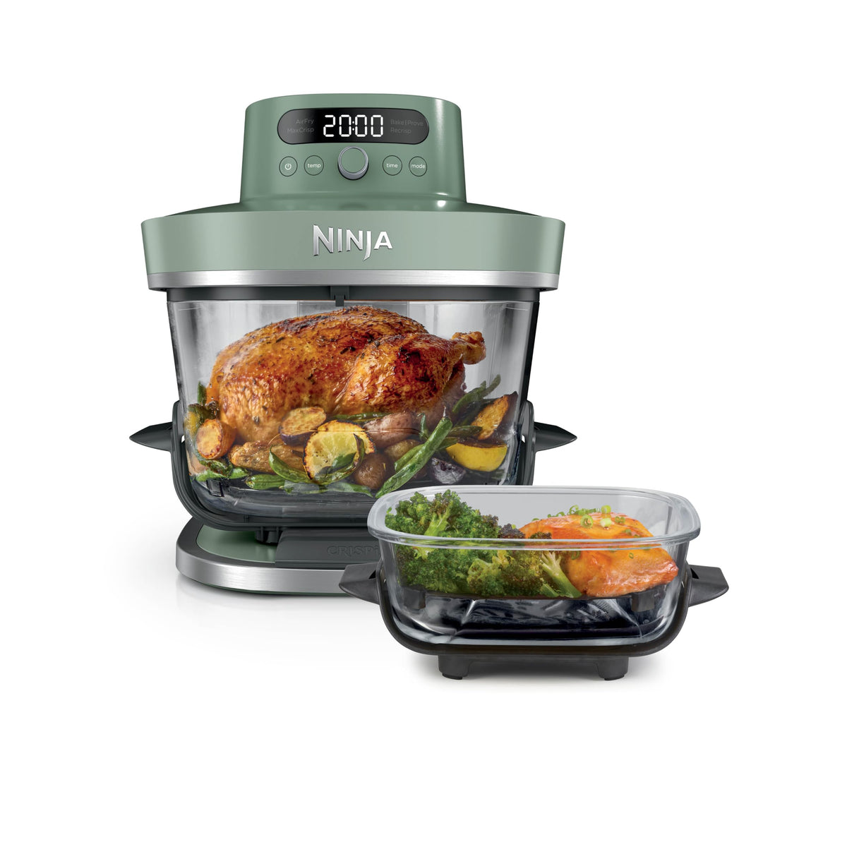 Ninja CRISPi PRO XL Glas-Heißluftfritteuse Air-Fryer, Moosgrün, AS090EUGN