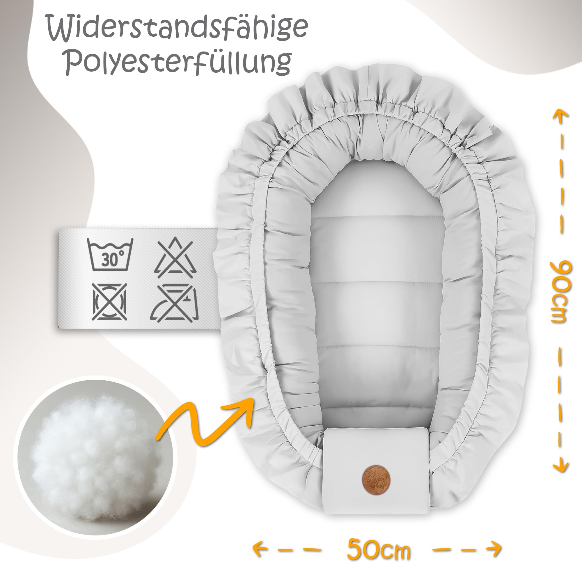 Babynest babynestchen neugeborene 90 x 50 cm baby nestchen tragbar nest für bett kinder kuschelnest coccon für jungen und mädchen gräulich