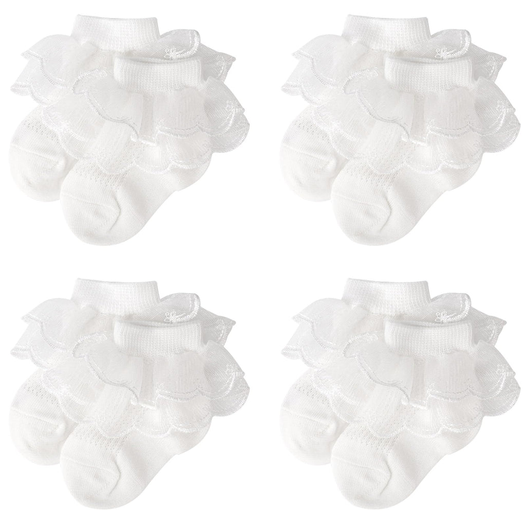 DRESHOW Säugling Spitze Schleife Socken Baby Rüschen Spitze Socken Neugeborene Kleinkinder Mädchen Socken Knöchel Kleid Socke