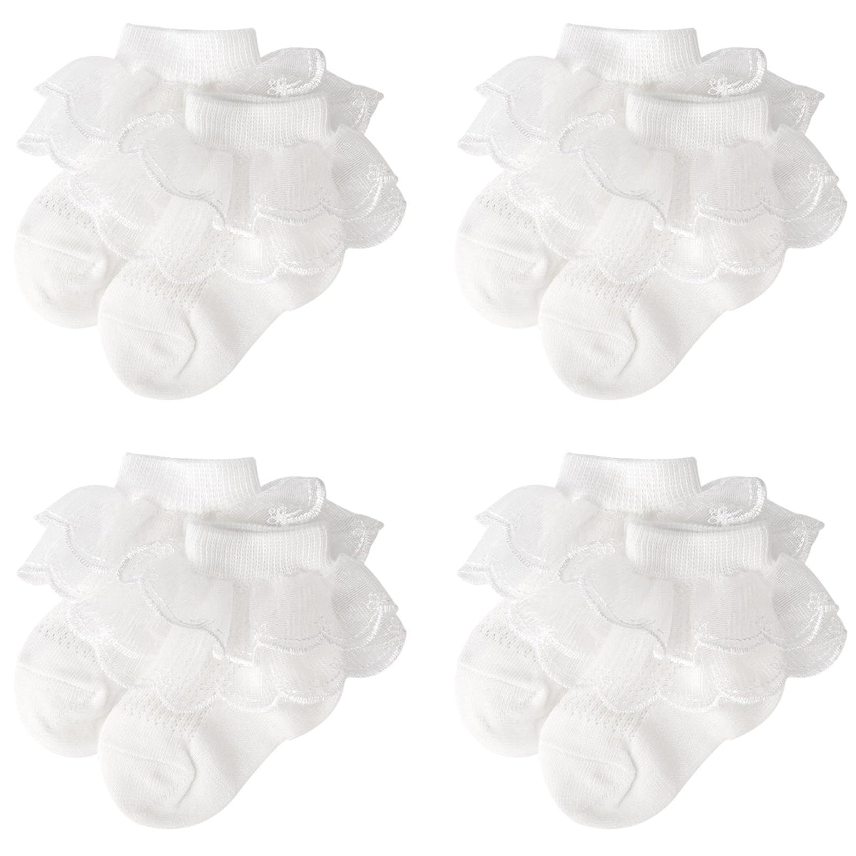 DRESHOW Säugling Spitze Schleife Socken Baby Rüschen Spitze Socken Neugeborene Kleinkinder Mädchen Socken Knöchel Kleid Socke