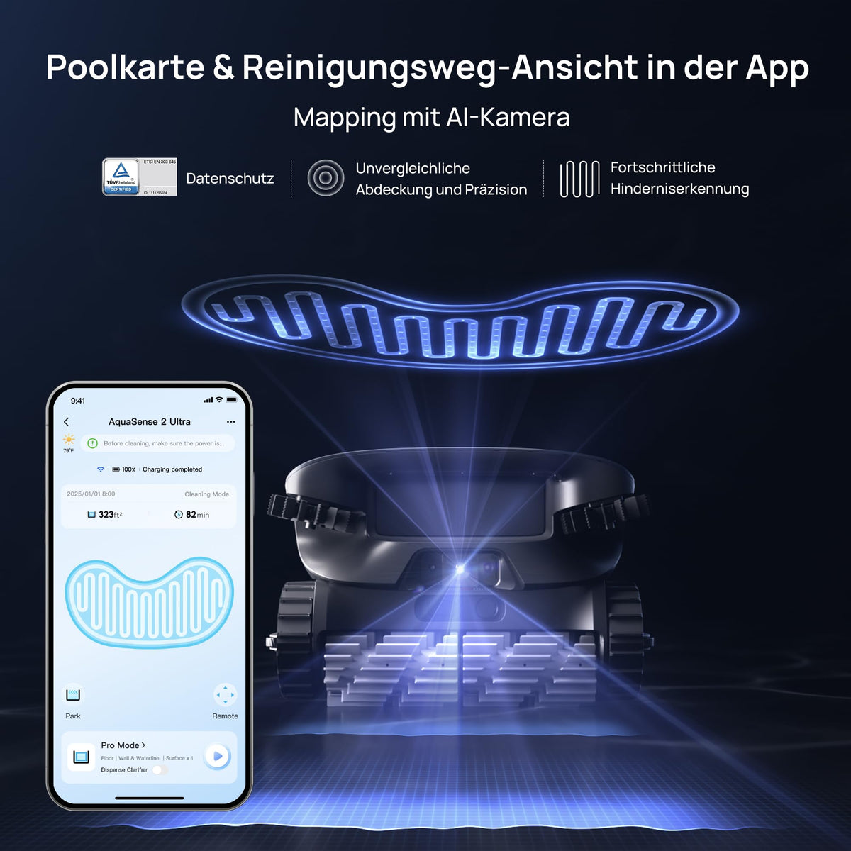 Beatbot Aquasense 2 Ultra Poolroboter, KI Mapping, 5-in-1 Komplettreinigung