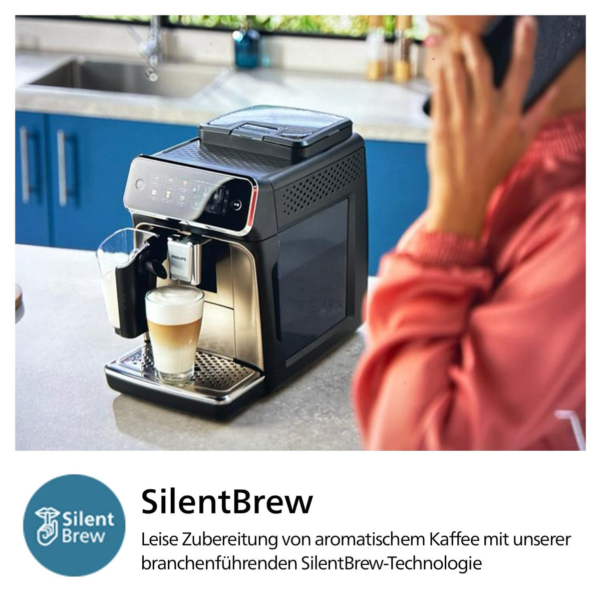 PHILIPS Kaffeevollautomat LatteGo 3300 Serie, Chrom, 6 Spezialitäten