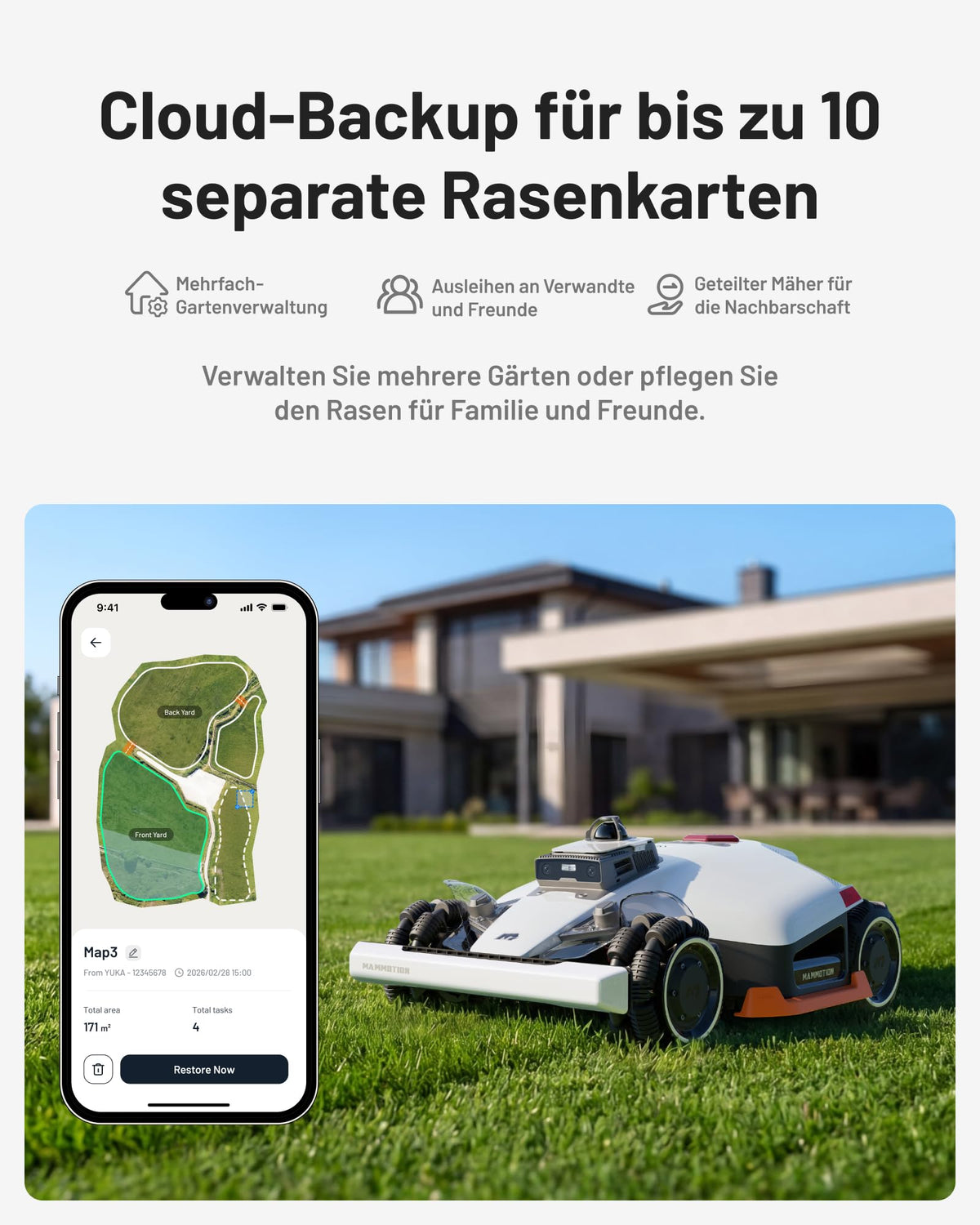 Mammotion LUBA 3 AWD 1500 Mähroboter ohne Begrenzungskabel,Empf.1500m²