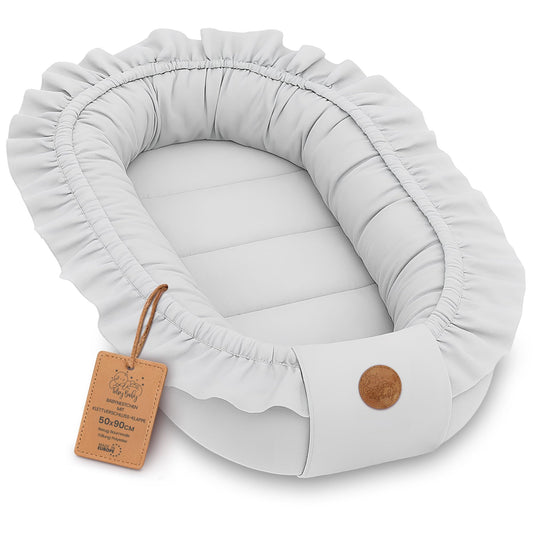 Babynest babynestchen neugeborene 90 x 50 cm baby nestchen tragbar nest für bett kinder kuschelnest coccon für jungen und mädchen gräulich