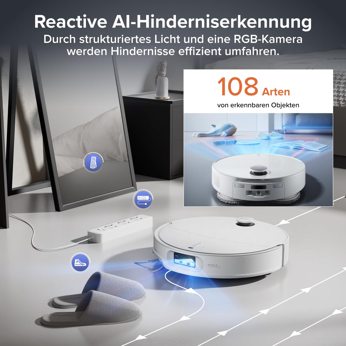 roborock Qrevo EdgeT Saugroboter mit Wischfunktion, 18.500 Pa Saugkraft