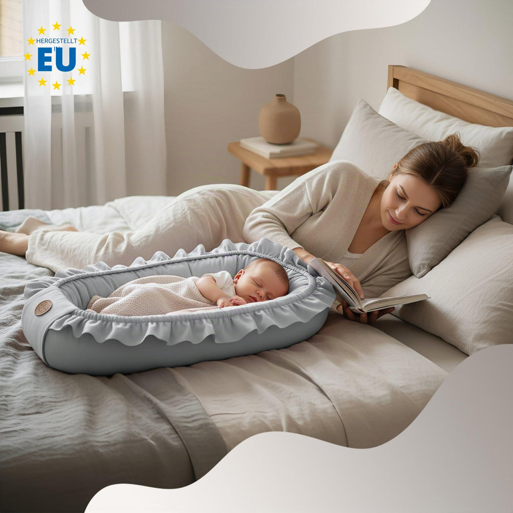 Babynest babynestchen neugeborene 90 x 50 cm baby nestchen tragbar nest für bett kinder kuschelnest coccon für jungen und mädchen gräulich