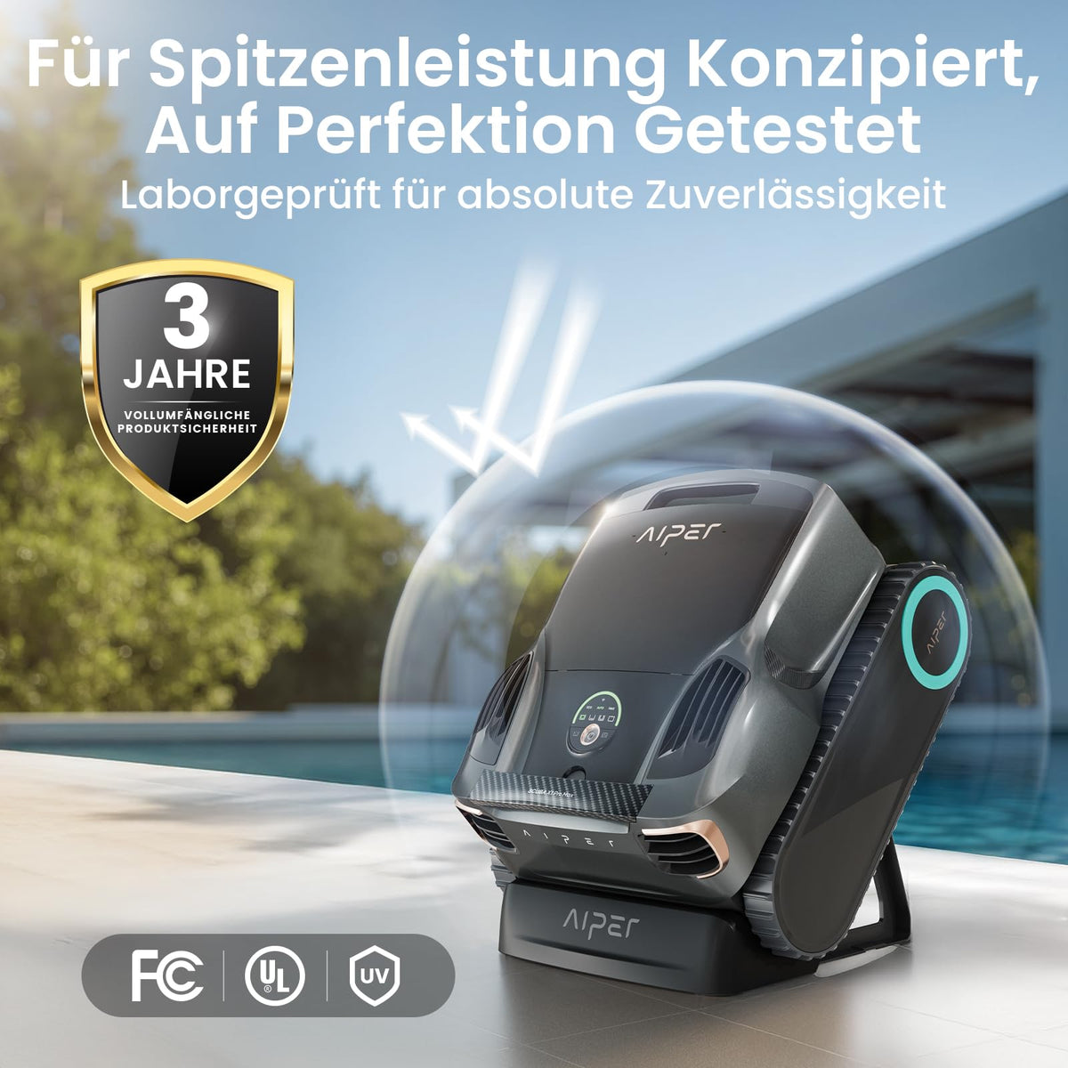 AIPER Scuba X1 Pro Max Poolroboter Boden und Wand, 360° Mapping, Adaptive Routenplanung, Wasserlinie, 32000 LPH Leistung, All-in-One Poolreiniger Akku für alle Eingelassenen Pools bis zu 300 ㎡