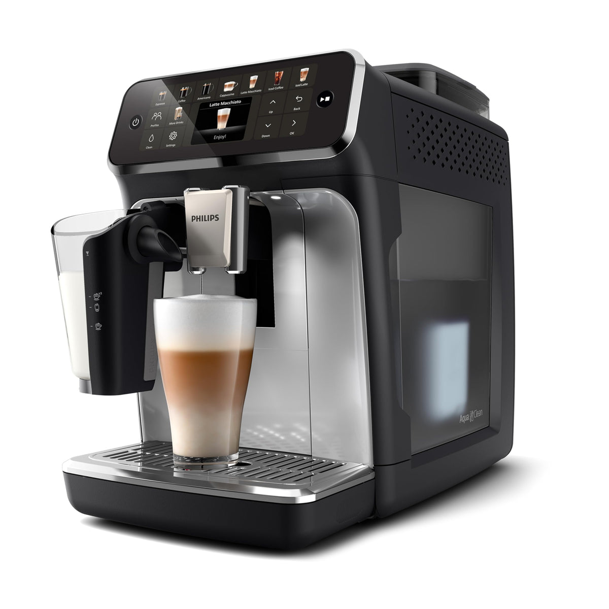 PHILIPS Kaffeevollautomat LatteGo 5500 Serie, Silber, 20 Spezialitäten
