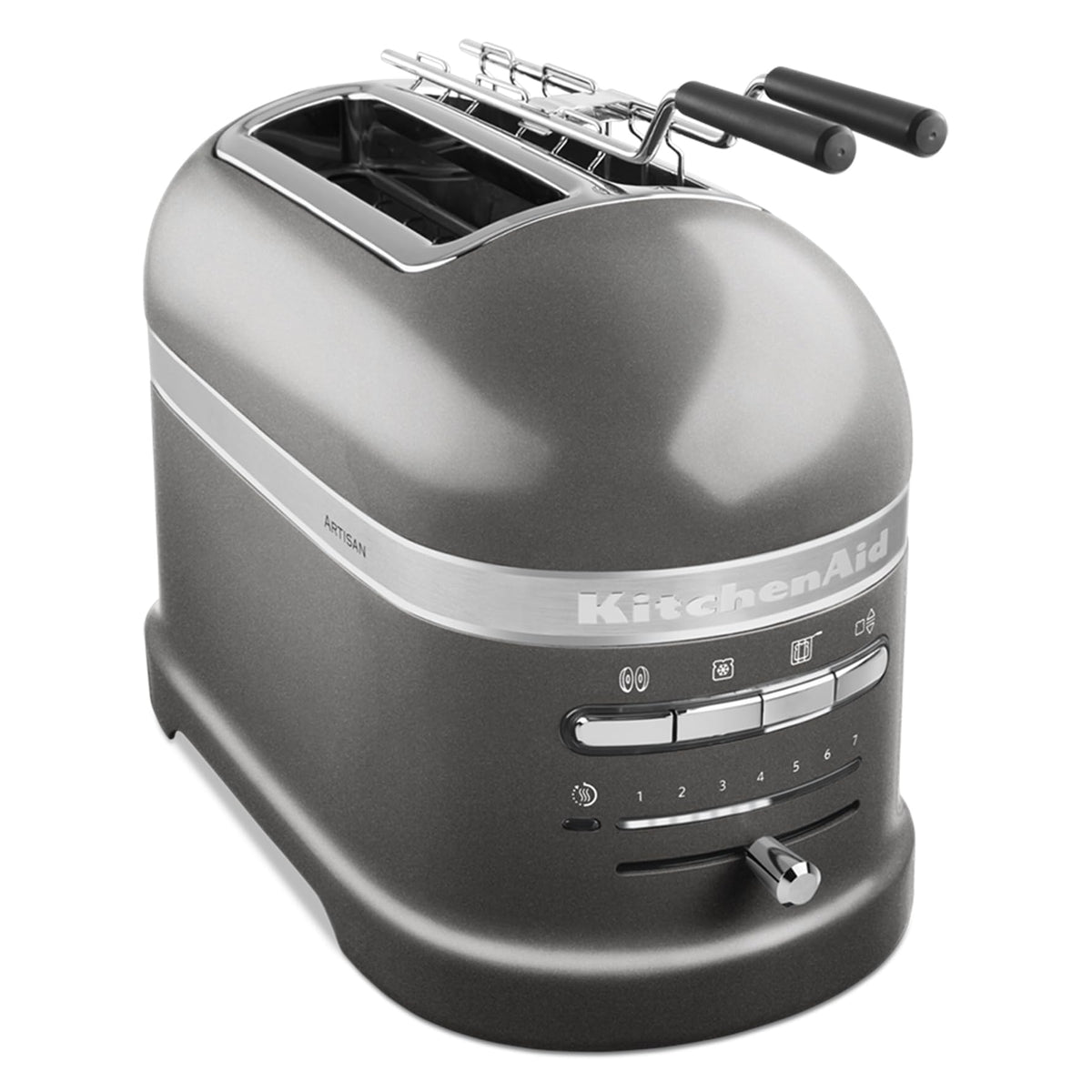 KitchenAid Toaster für 2 Scheiben mit Sandwich-Zange - Artisan - Retro Toast Machine - Verschiedene Funktionen und Bräunungsstufen - Silber