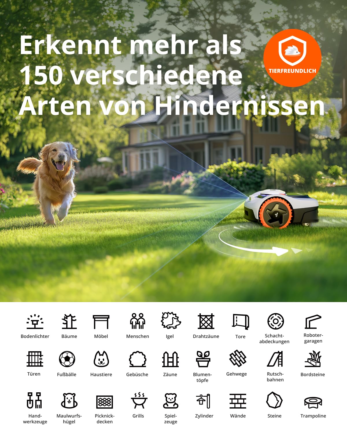 Navimow i105E Mähroboter ohne Begrenzungskabel, Empf. 500 m², RTK+Vision