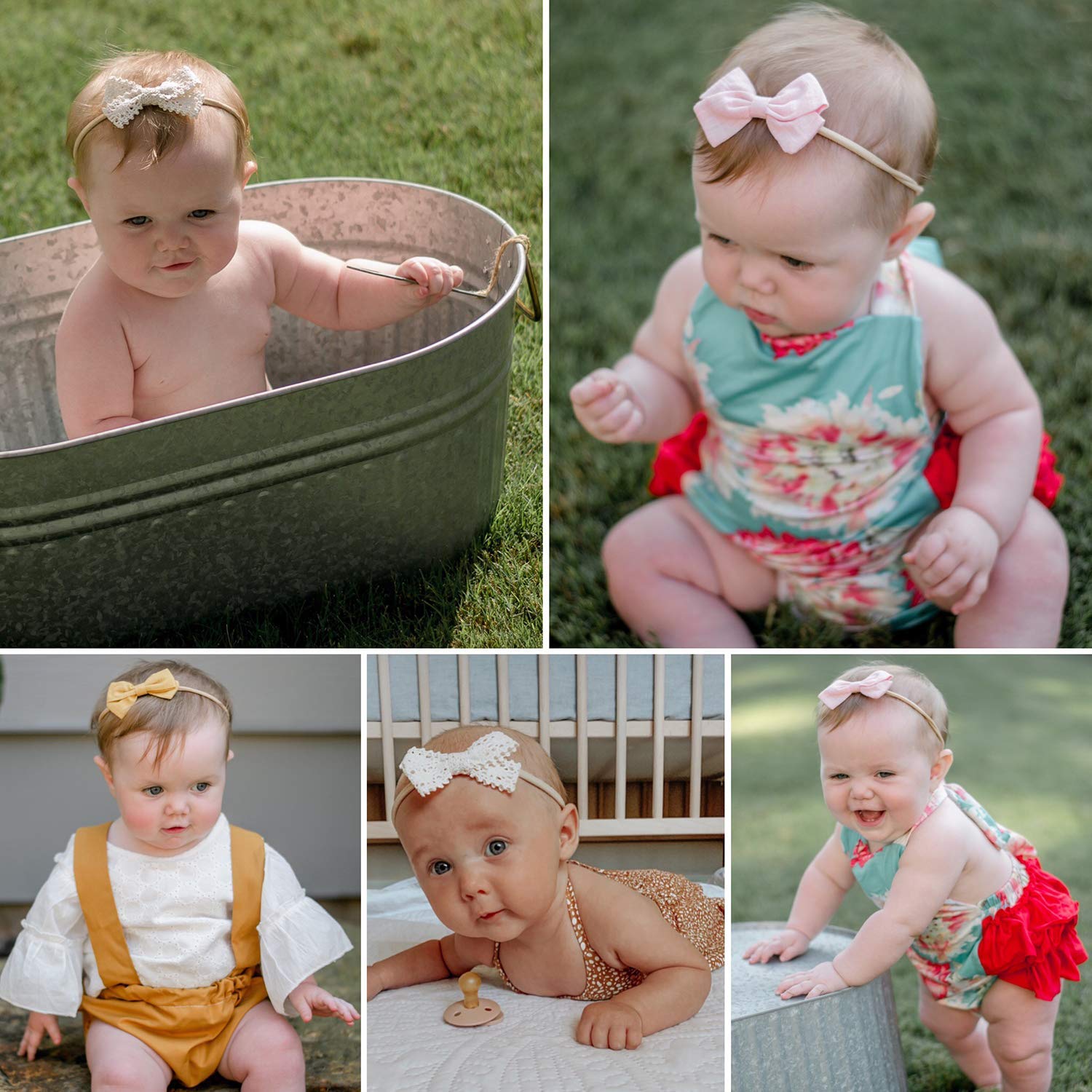 DRESHOW 10 Stück Baby Haarband Baby Stirnbänder Baby Mädchen Nylon Stirnband Neugeborene Kleinkinder Haarbänder und Bögen Kinder Haarschmuck