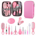 Baby-Pflegeset, Sicherheitspflege-Set für Kleinkinder mit Haarbürste, Kamm, Nagelknipser, Nasensauger, Baby-Essentials-Set für Neugeborene, Mädchen, Jungen (rosa Baby-Pflegeset)