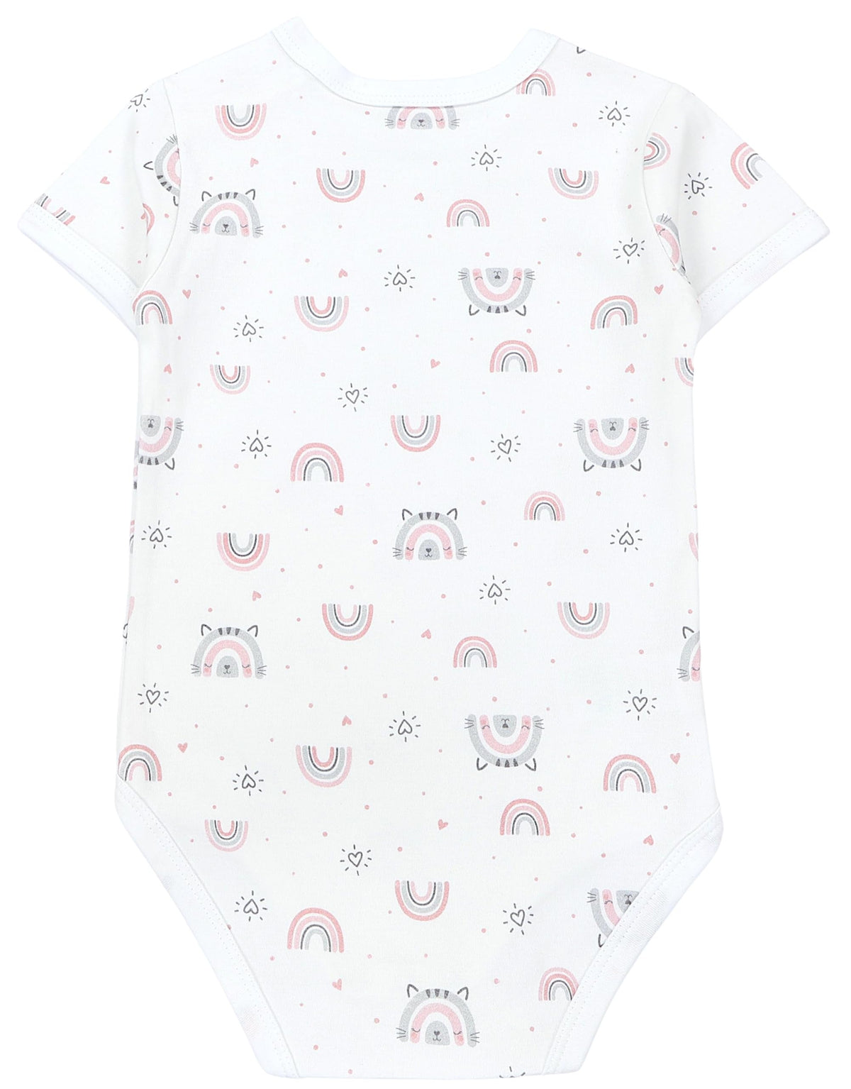 TupTam Baby Body Kurzarm im 5er Pack – Bedruckter Body Baby aus Baumwolle für Jungen und Mädchen, Farbe: Streifen_Regenbogen_Little Miracle_Blue, Größe: 80