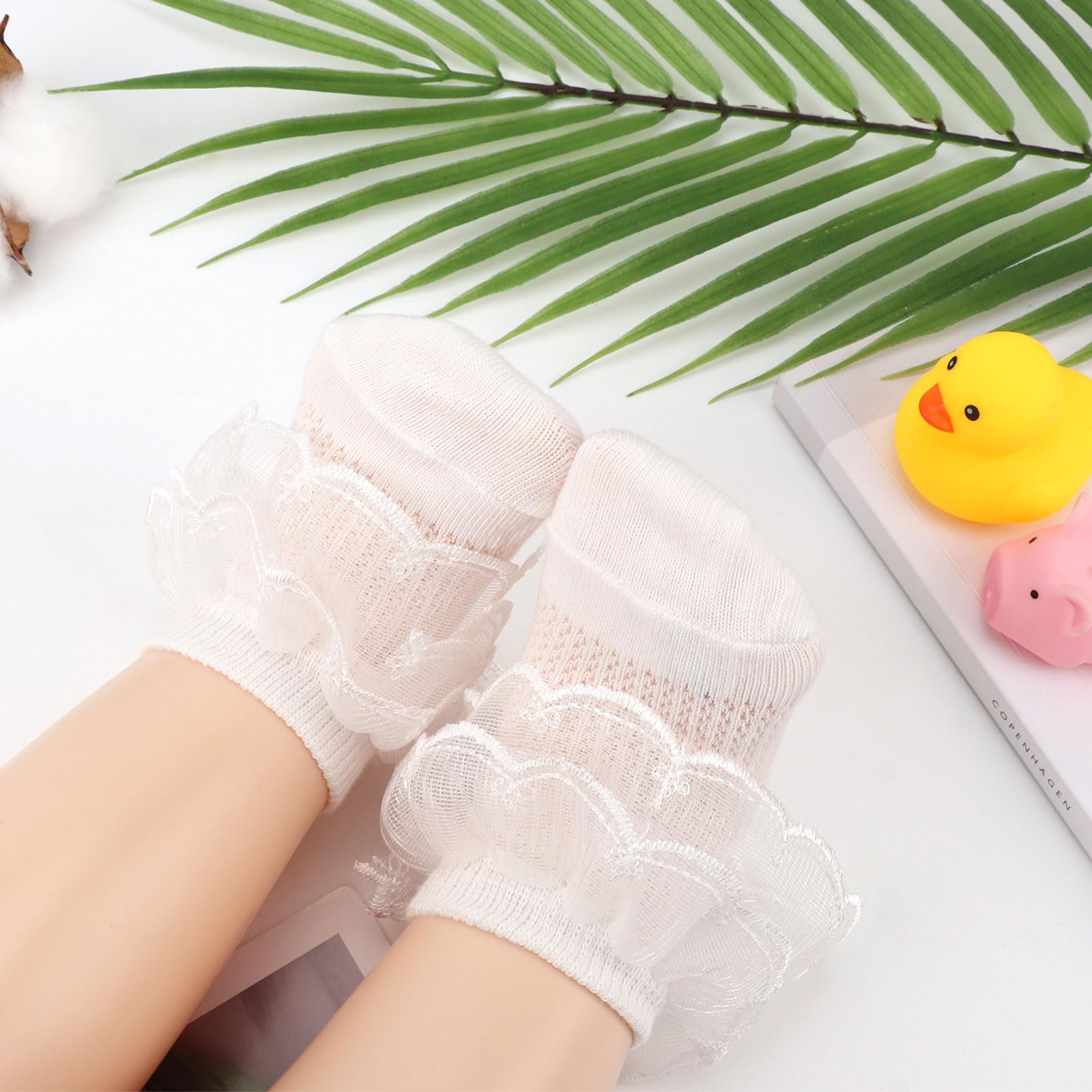 DRESHOW Säugling Spitze Schleife Socken Baby Rüschen Spitze Socken Neugeborene Kleinkinder Mädchen Socken Knöchel Kleid Socke