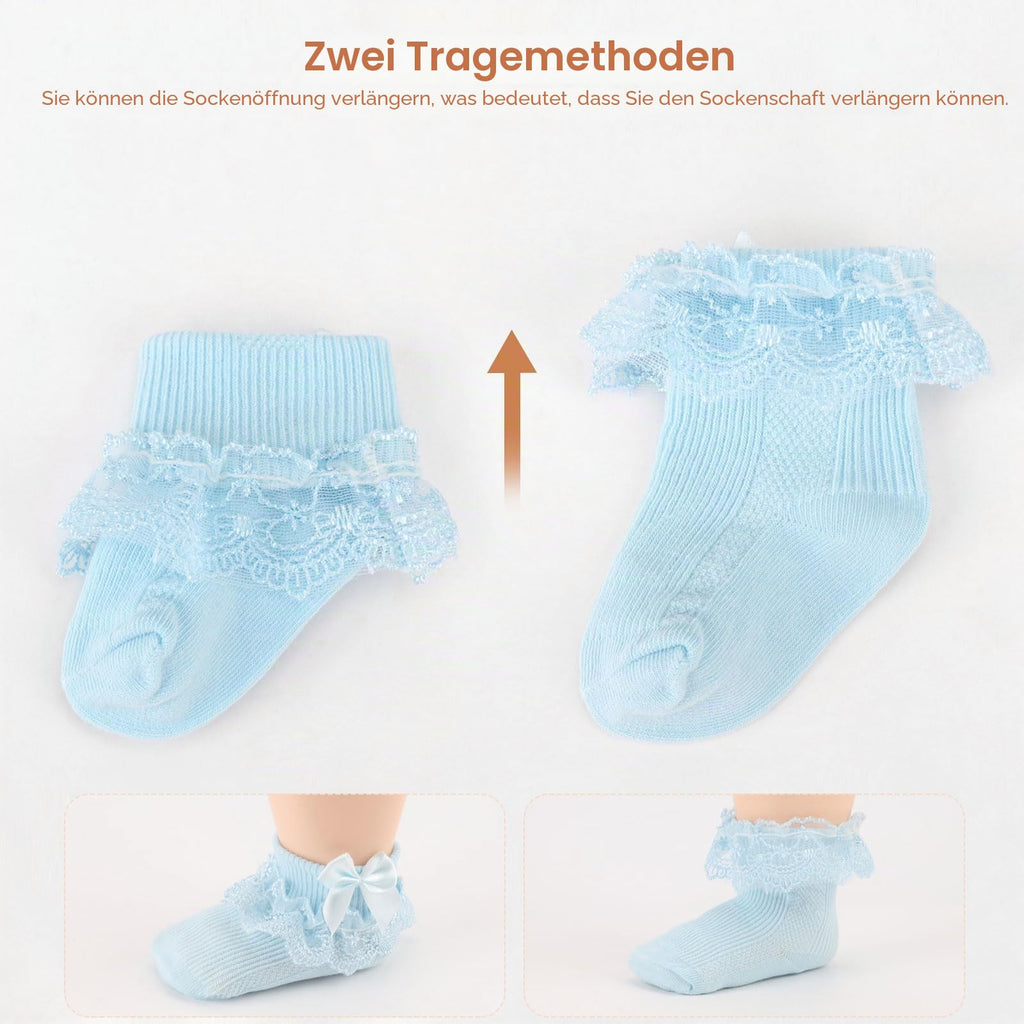 DRESHOW Säugling Spitze Schleife Socken Baby Rüschen Spitze Socken Neugeborene Kleinkinder Mädchen Socken Knöchel Kleid Socke