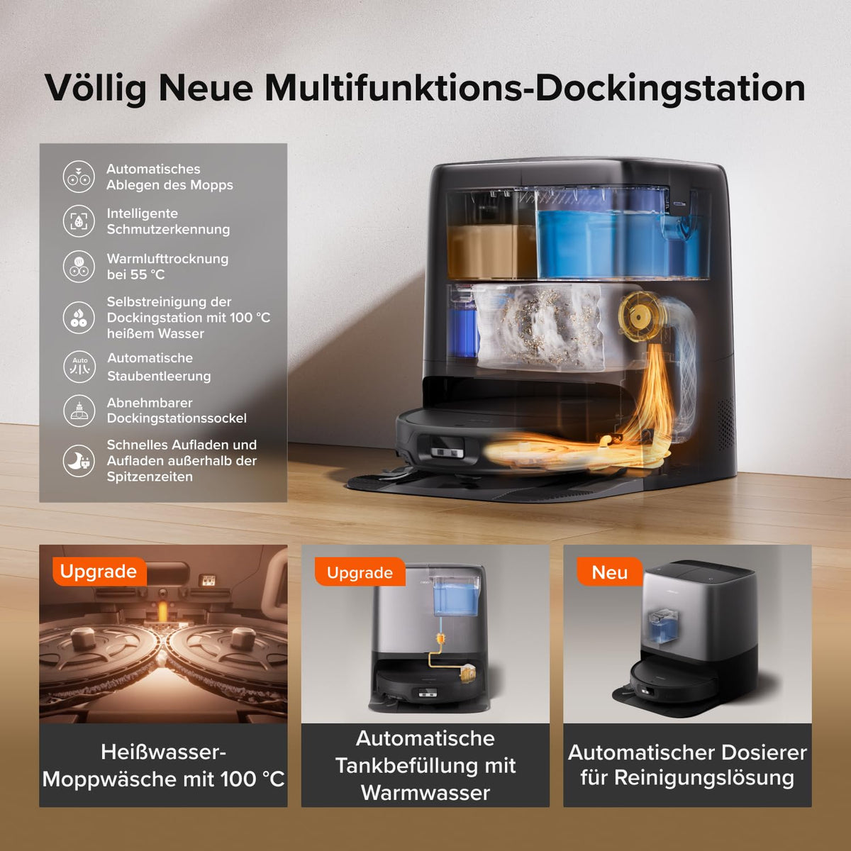 roborock Saros 20 Neo Saugroboter mit Wischfunktion, 36.000 Pa Saugkraft