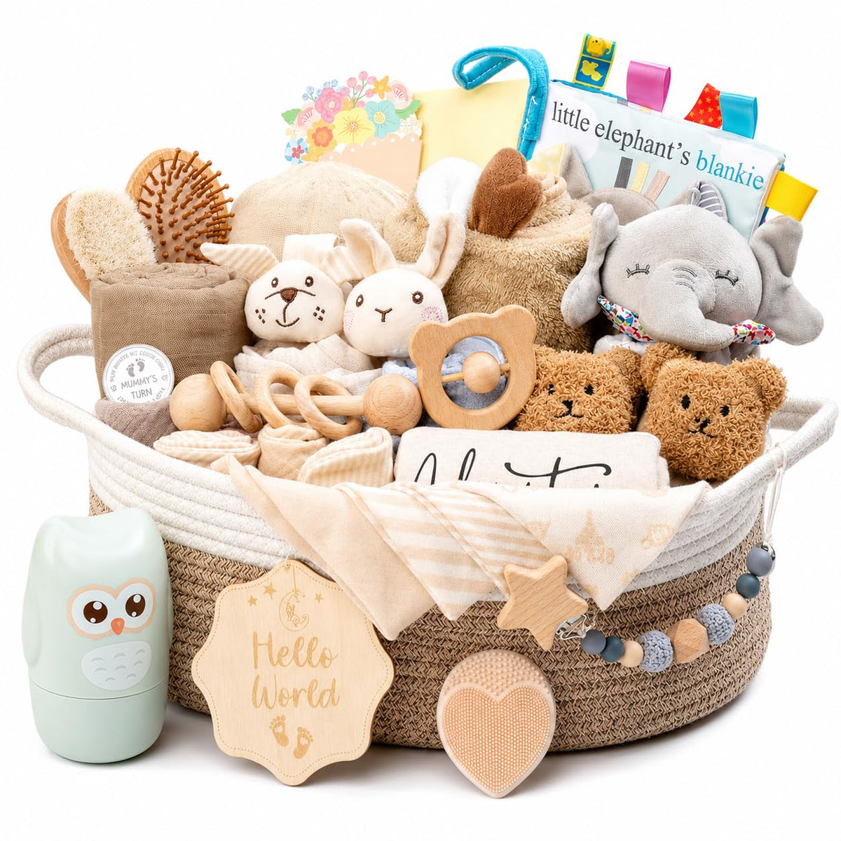Baby Geschenk 30-teilig, Geschenkkorb zur Geburt für Neugeborene,Khaki