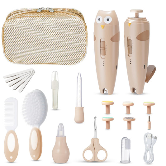 Lictin Baby Nagelfeile Elektrisch, 25 in 1 Baby Nagelset,Khaki