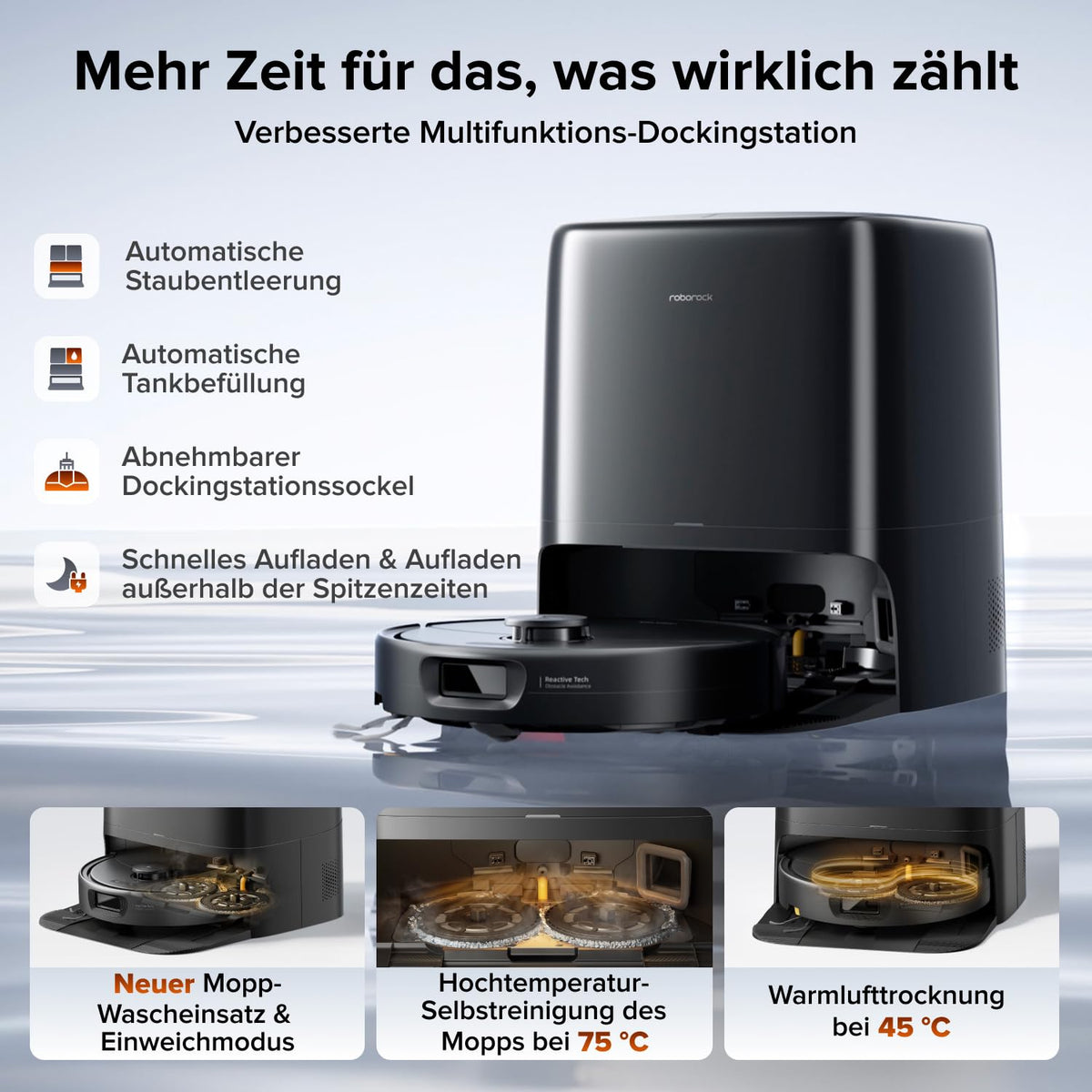 roborock Qrevo 2 Pro Saugroboter mit Wischfunktion, 25.000 Pa Saugkraft