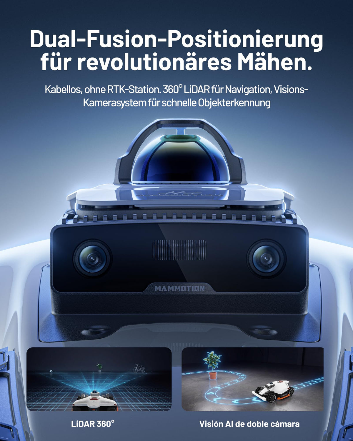 Mammotion LUBA 3 AWD 1500 Mähroboter ohne Begrenzungskabel,Empf.1500m²