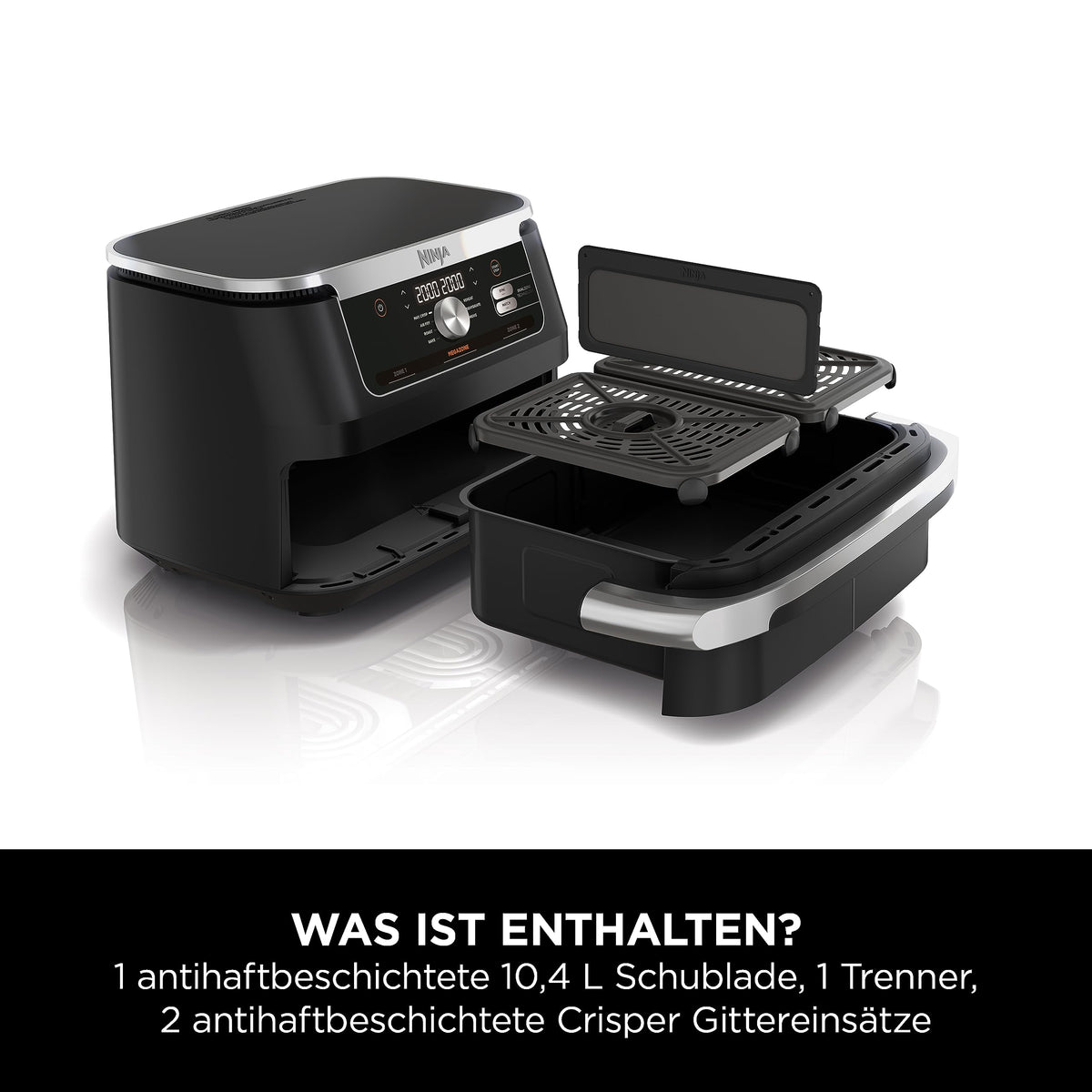 Ninja Foodi FlexDrawer Dual Zone Heißluftfritteuse, Schwarz AF500EU