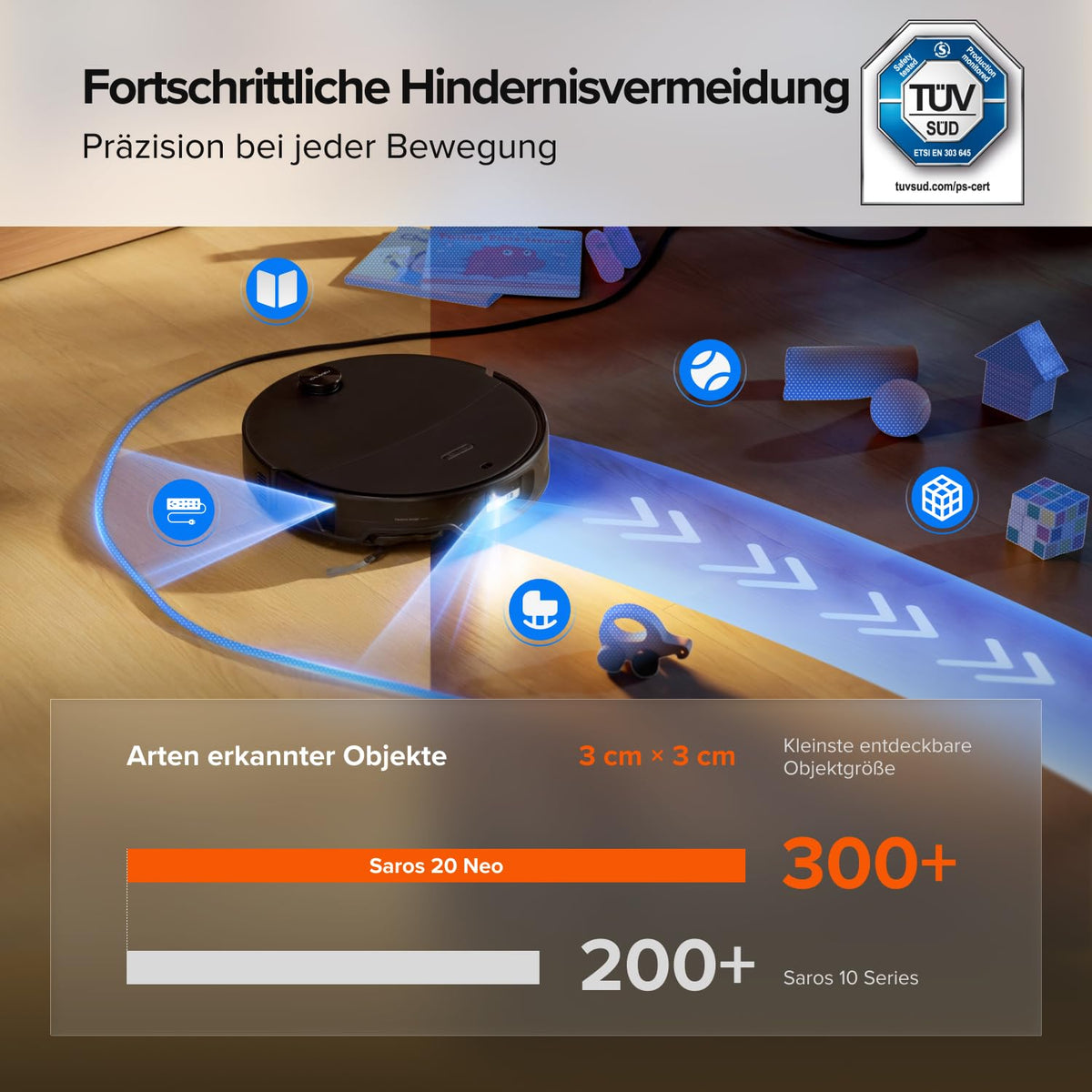 roborock Saros 20 Neo Saugroboter mit Wischfunktion, 36.000 Pa Saugkraft