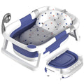 Rabb 1st Baby Badewanne Faltbare, Baby Bathtub Babywanne Faltbar Babybadewanne Tragbare Wanne für Neugeborene Kleinkinder mit Rutschfester Matte und Abflussloch (Kein Thermometer) (Blau)