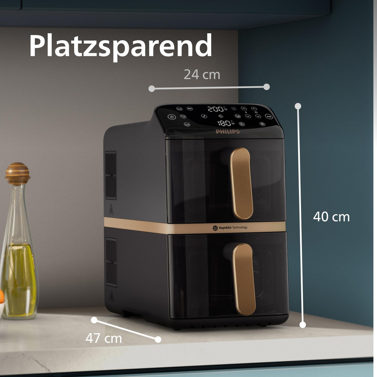 Philips Stacked Airfryer 4000 Serie Heißluftfritteuse, Schwarz, 10 L