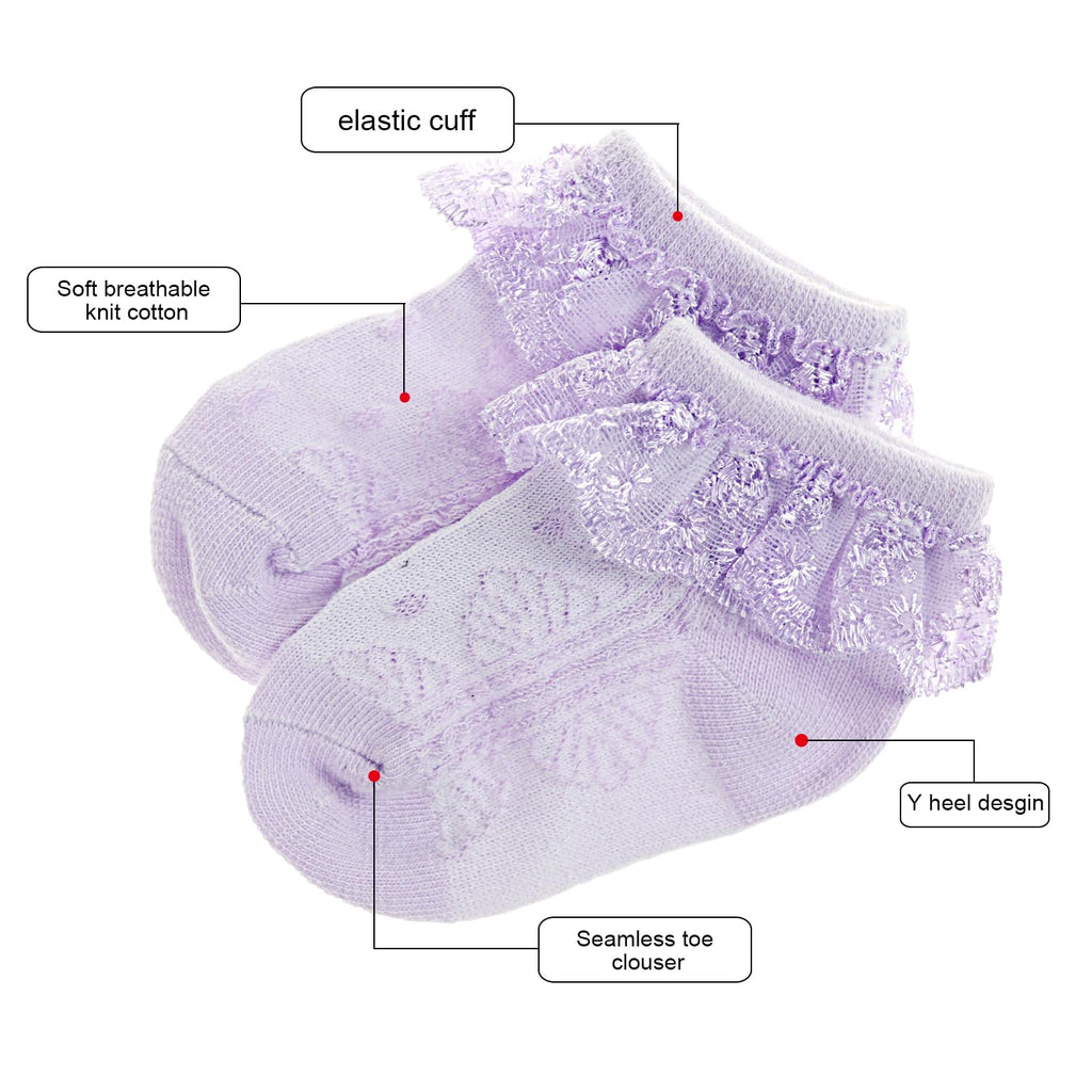 DRESHOW Säugling Spitze Schleife Socken Baby Rüschen Spitze Socken Neugeborene Kleinkinder Mädchen Socken Knöchel Kleid Socke